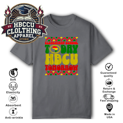 qwq3 elementary school today hbcu tomorrow classic t shirt 2 front charcoal HBCU Clothing Apparel