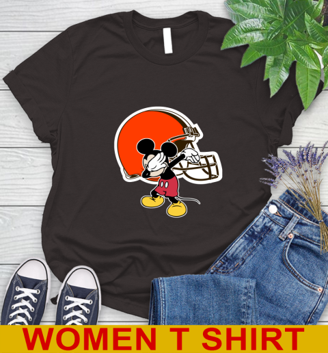 Cleveland Browns NFL Football Dabbing Mickey Disney Sports Women's T-Shirt 8