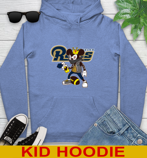 Los Angeles Rams NFL Football Mickey Peace Sign Sports Youth Hoodie - Image 13