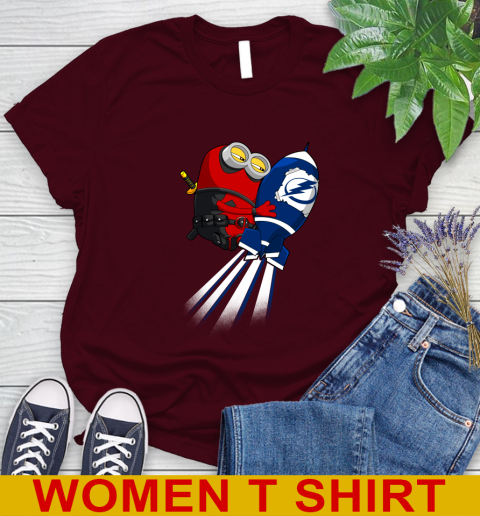 NHL Hockey Tampa Bay Lightning Deadpool Minion Marvel Shirt Women's T-Shirt 6