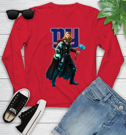 NFL Thor Avengers Endgame Football New York Giants Youth Long Sleeve 11