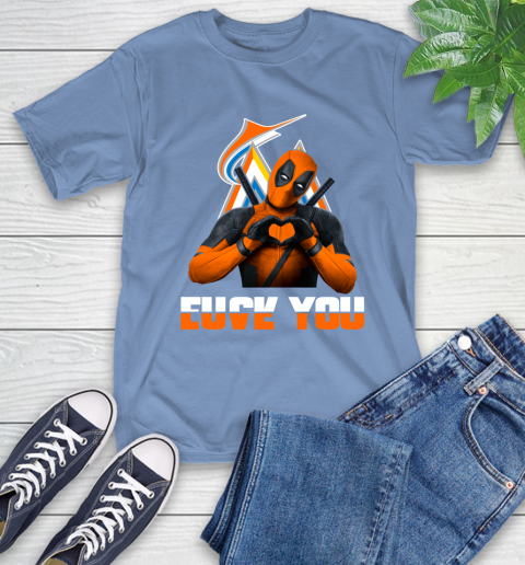MLB Miami Marlins Deadpool Love You Fuck You Baseball Sports T-Shirt 12