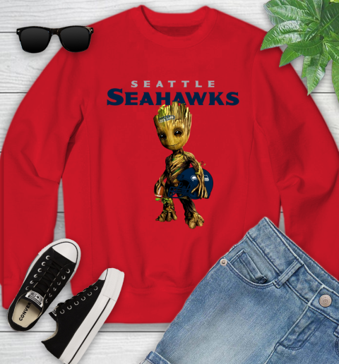 Seattle Seahawks NFL Football Groot Marvel Guardians Of The Galaxy Youth Sweatshirt 9