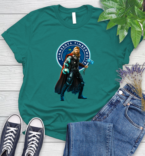 NBA Thor Avengers Endgame Basketball Minnesota Timberwolves Women's T-Shirt 12