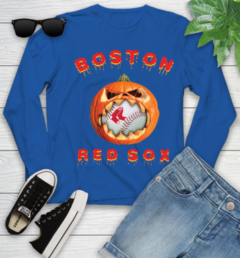 MLB Boston Red Sox Halloween Pumpkin Baseball Sports Youth Long Sleeve 9