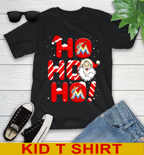Miami Marlins MLB Baseball Ho Ho Ho Santa Claus Merry Christmas Shirt Youth T-Shirt