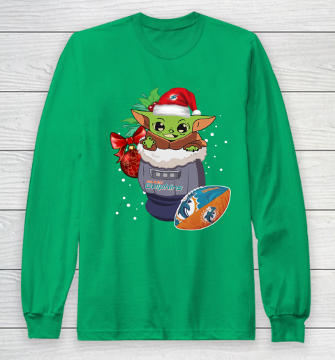 Miami Dolphins Christmas Baby Yoda Star Wars Funny Happy NFL Long Sleeve T-Shirt 7