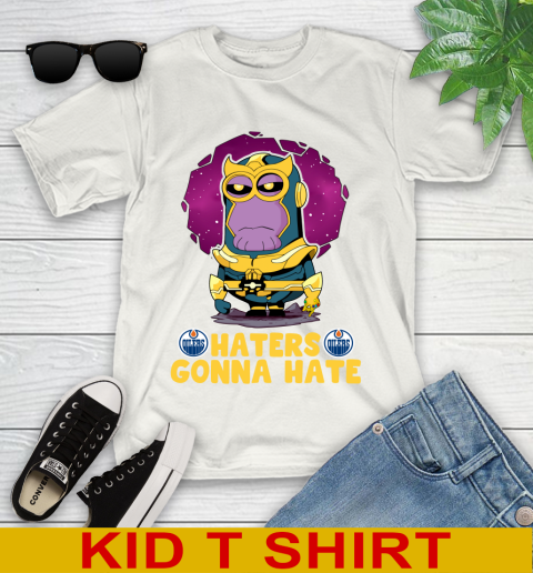 NHL Hockey Edmonton Oilers Haters Gonna Hate Thanos Minion Marvel Shirt Youth T-Shirt