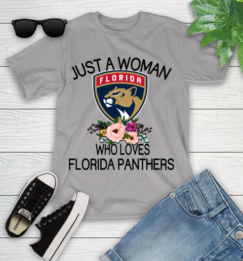 NHL Just A Woman Who Loves Florida Panthers Hockey Sports Youth T-Shirt 2