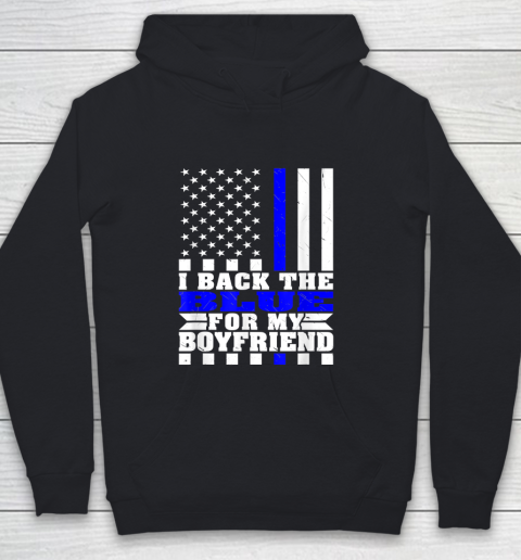I Back The Blue For My Boyfriend Proud Police Girlfriend Thin Blue Line Youth Hoodie