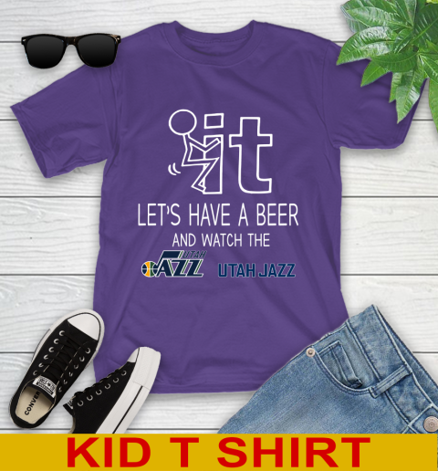 Utah Jazz Basketball NBA Let's Have A Beer And Watch Your Team Sports Youth T-Shirt 3