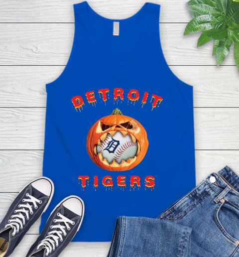 MLB Detroit Tigers Halloween Pumpkin Baseball Sports Tank Top 5
