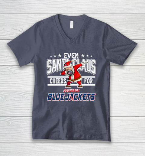 Columbus Blue Jackets Even Santa Claus Cheers For Christmas NHL V-Neck T-Shirt 7