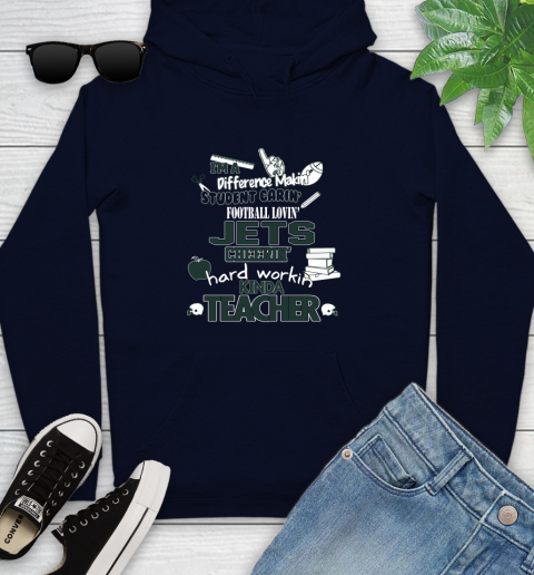 New York Jets NFL I'm A Difference Making Student Caring Football Loving Kinda Teacher Youth Hoodie 3