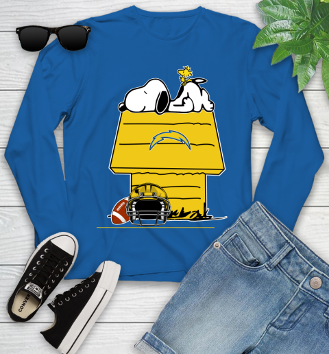 Los Angeles Chargers NFL Football Snoopy Woodstock The Peanuts Movie Youth Long Sleeve 9