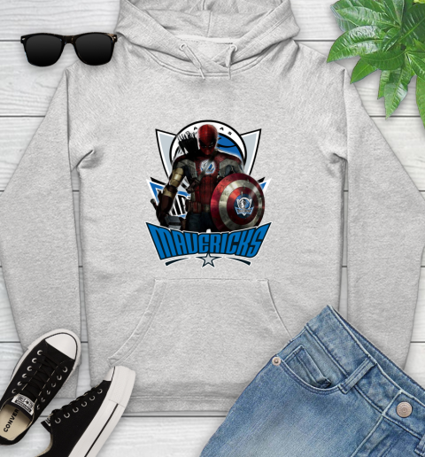 Dallas Mavericks NBA Basketball Captain America Thor Spider Man Hawkeye Avengers Youth Hoodie