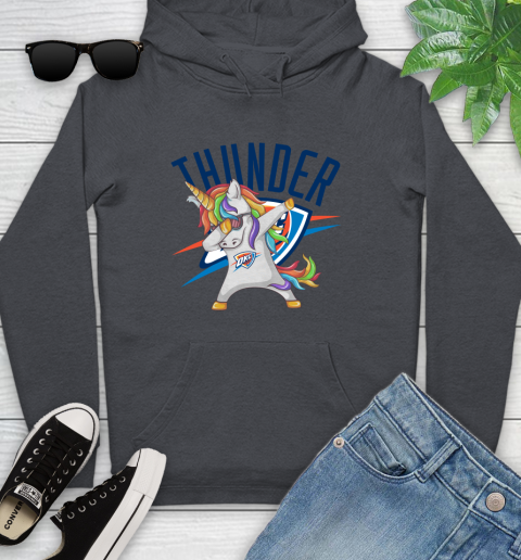 Oklahoma City Thunder NBA Basketball Funny Unicorn Dabbing Sports Youth Hoodie 8