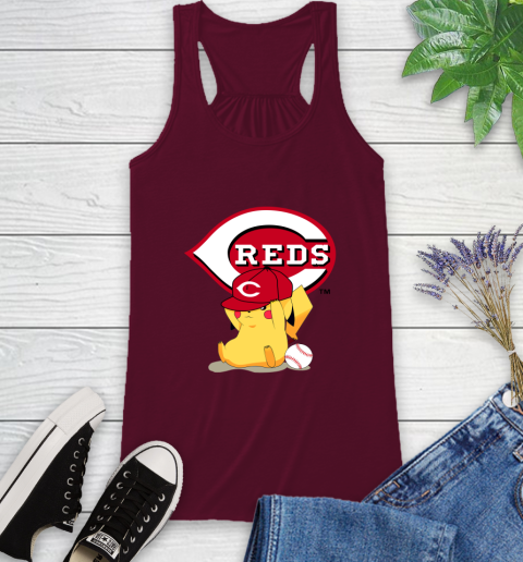 MLB Pikachu Baseball Sports Cincinnati Reds Racerback Tank 3