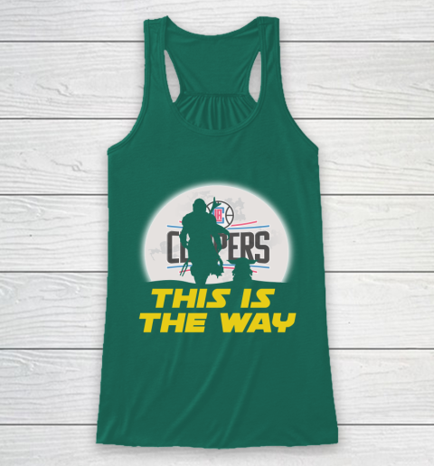 LA Clippers NBA Basketball Star Wars Yoda And Mandalorian This Is The Way Racerback Tank 5