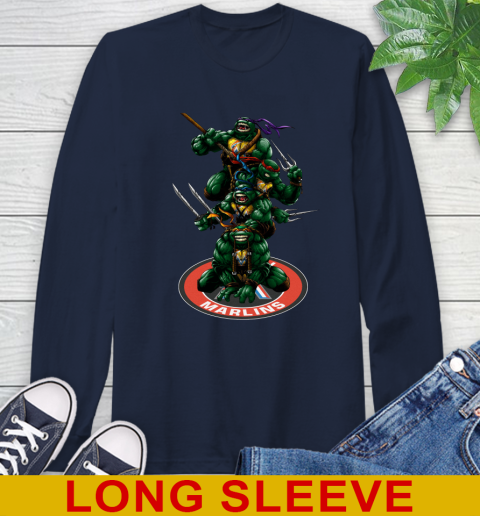 MLB Baseball Miami Marlins Teenage Mutant Ninja Turtles Shirt Long Sleeve T-Shirt 4