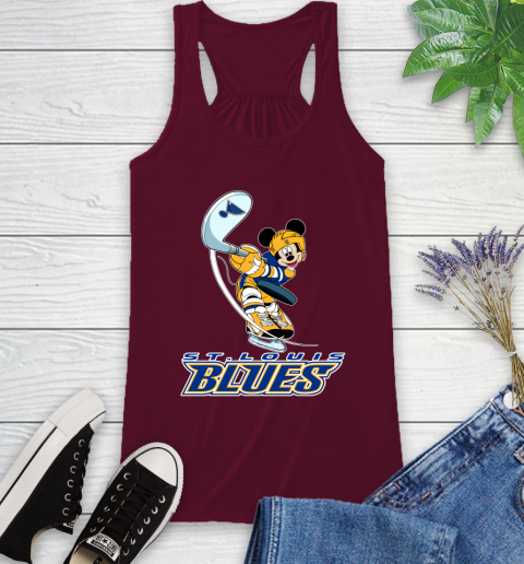 NHL Hockey St.Louis Blues Cheerful Mickey Mouse Shirt Racerback Tank 3