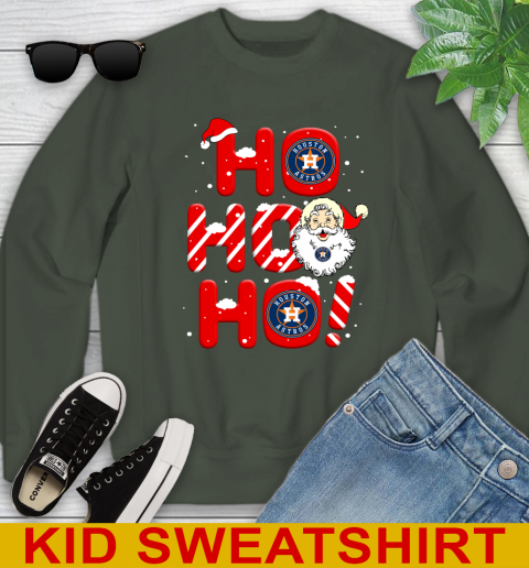 Houston Astros MLB Baseball Ho Ho Ho Santa Claus Merry Christmas Shirt Youth Sweatshirt 8