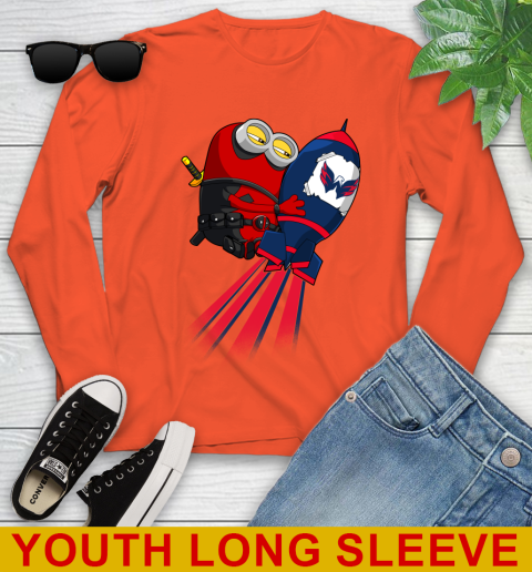 NHL Hockey Washington Capitals Deadpool Minion Marvel Shirt Youth Long Sleeve 3