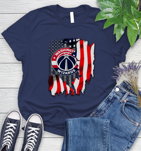 Washington Wizards NBA Basketball American Flag Women's T-Shirt 14