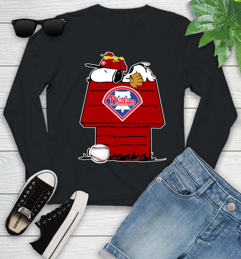MLB Philadelphia Phillies Snoopy Woodstock The Peanuts Movie Baseball T Shirt_000 Youth Long Sleeve 2