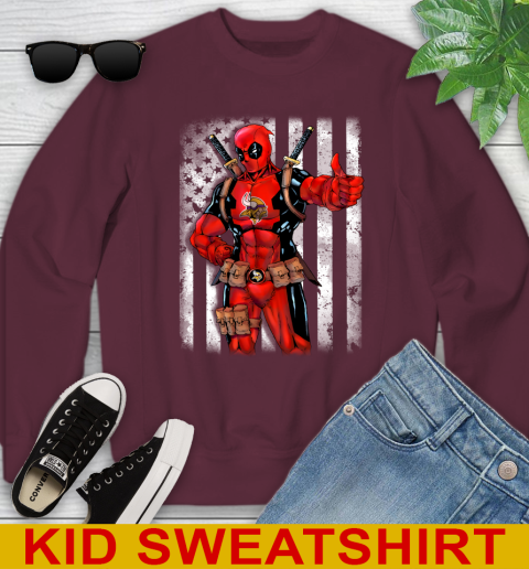 NFL Football Minnesota Vikings Deadpool American Flag Shirt Youth Sweatshirt 4