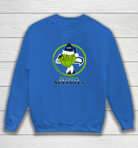 Seattle Seahawks NFL Christmas Grinch I Hate People But I Love My Favorite Football Team Sweatshirt 5