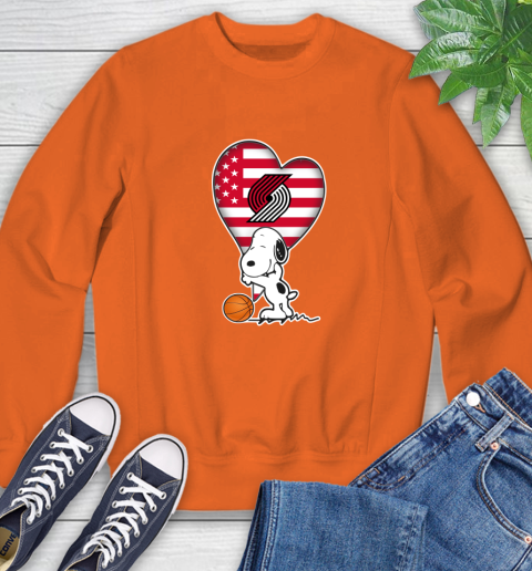Portland Trail Blazers NBA Basketball The Peanuts Movie Adorable Snoopy Sweatshirt 4