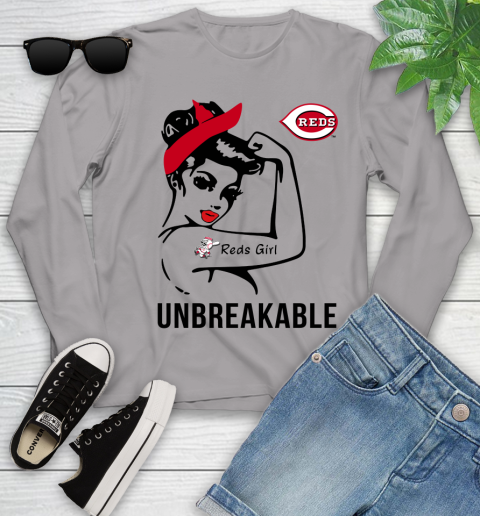 MLB Cincinnati Reds Girl Unbreakable Baseball Sports Youth Long Sleeve 3