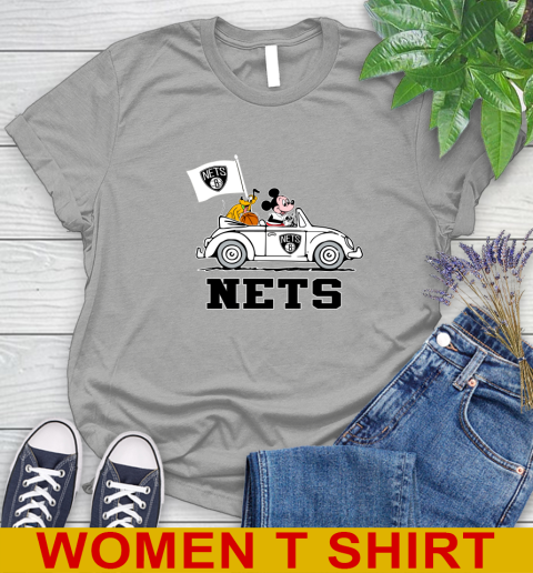 NBA Basketball Brooklyn Nets Pluto Mickey Driving Disney Shirt Women's T-Shirt 11