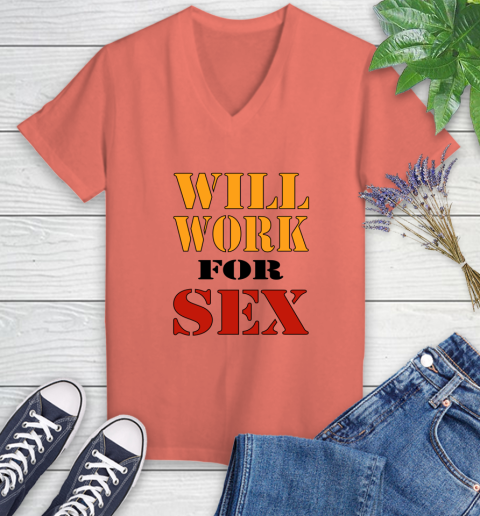 Miley Cyrus Will Work For Sex Women's V-Neck T-Shirt 3
