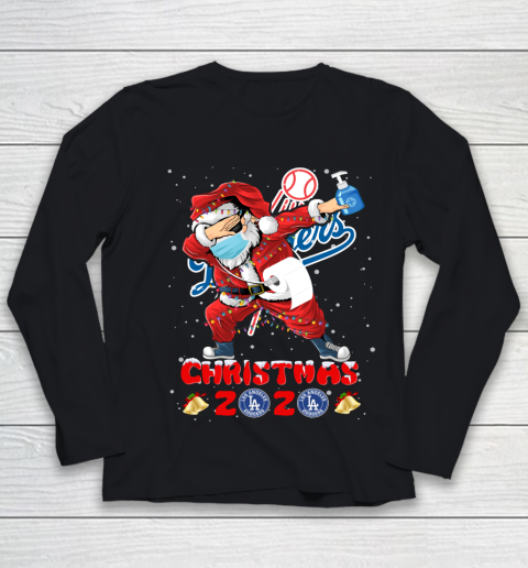 Los Angeles Dodgers Funny Santa Claus Dabbing Christmas 2020 MLB Youth Long Sleeve