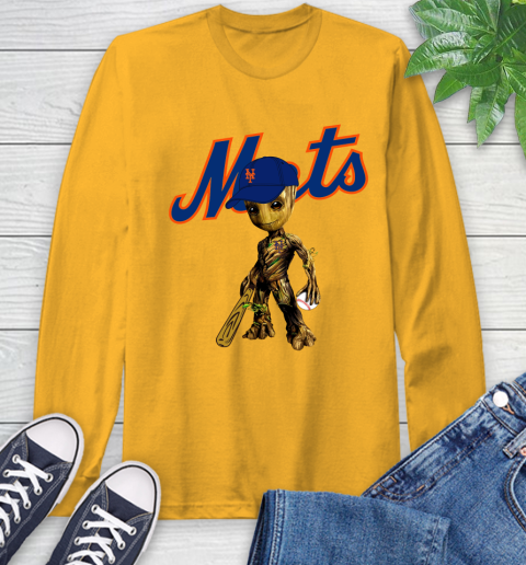 MLB New York Mets Groot Guardians Of The Galaxy Baseball Long Sleeve T-Shirt 3
