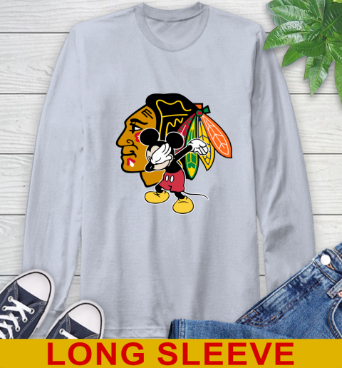 Chicago Blackhawks NHL Hockey Dabbing Mickey Disney Sports Long Sleeve T-Shirt 6