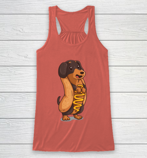 Wiener Dog Hotdog Bun Dachshund Funny Foodie Gift Hot Dog Racerback Tank 2