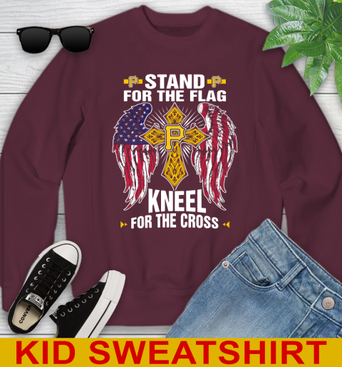 MLB Baseball Pittsburgh Pirates Stand For Flag Kneel For The Cross Shirt Youth Sweatshirt 4