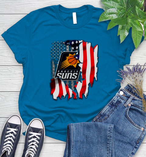 Phoenix Suns NBA Basketball American Flag Women's T-Shirt 10