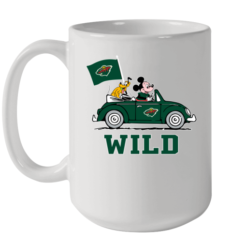 NHL Hockey Minnesota Wild Pluto Mickey Driving Disney Shirt Ceramic Mug 15oz