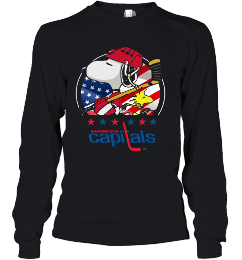 pbwk washington capitals snoopy and woodstock nhl youth long sleeve 50 front black