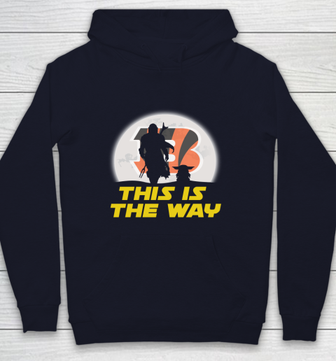 Cincinnati Bengals NFL Football Star Wars Yoda And Mandalorian This Is The Way Youth Hoodie 2