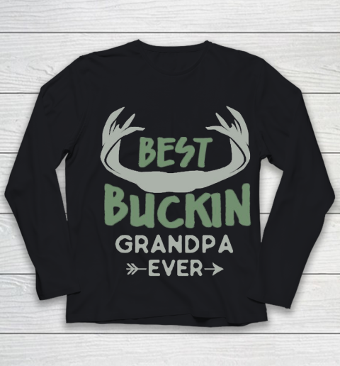 Grandpa Funny Gift Apparel  Deer Hunting Bucking Grandpa Youth Long Sleeve