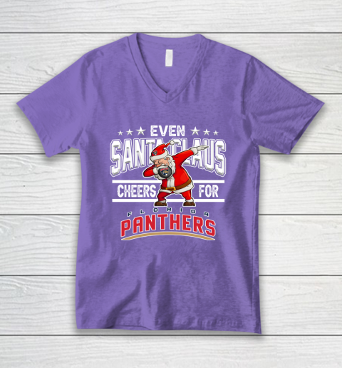 Florida Panthers Even Santa Claus Cheers For Christmas NHL V-Neck T-Shirt 8