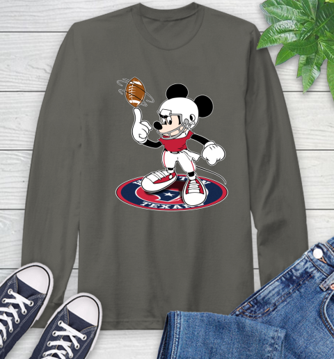 NFL Football Houston Texans Cheerful Mickey Disney Shirt Long Sleeve T-Shirt 9