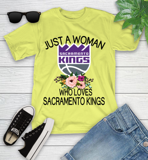 NBA Just A Woman Who Loves Sacramento Kings Basketball Sports Youth T-Shirt 5