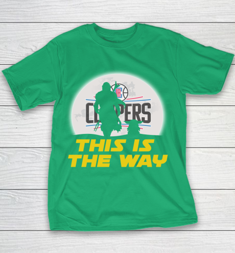 LA Clippers NBA Basketball Star Wars Yoda And Mandalorian This Is The Way Youth T-Shirt 3