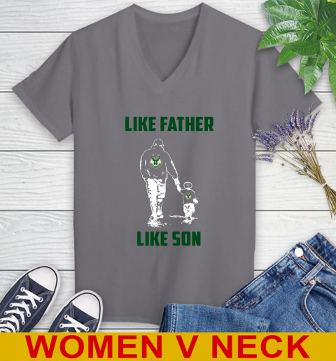 Milwaukee Bucks NBA Basketball Like Father Like Son Sports Women's V-Neck T-Shirt 12 Milwaukee Bucks NBA Basketball Like Father Like Son Sports Women's V-Neck T-Shirt - Image 12